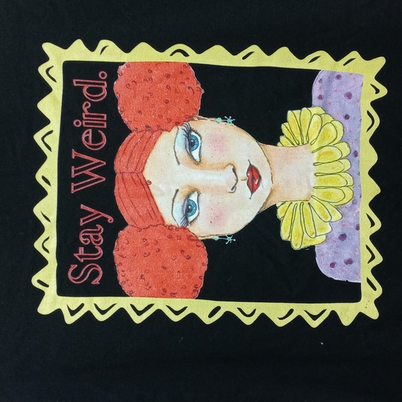 New Stay Weird Black Graphic Tee size M wearable art - Picture 2 of 2